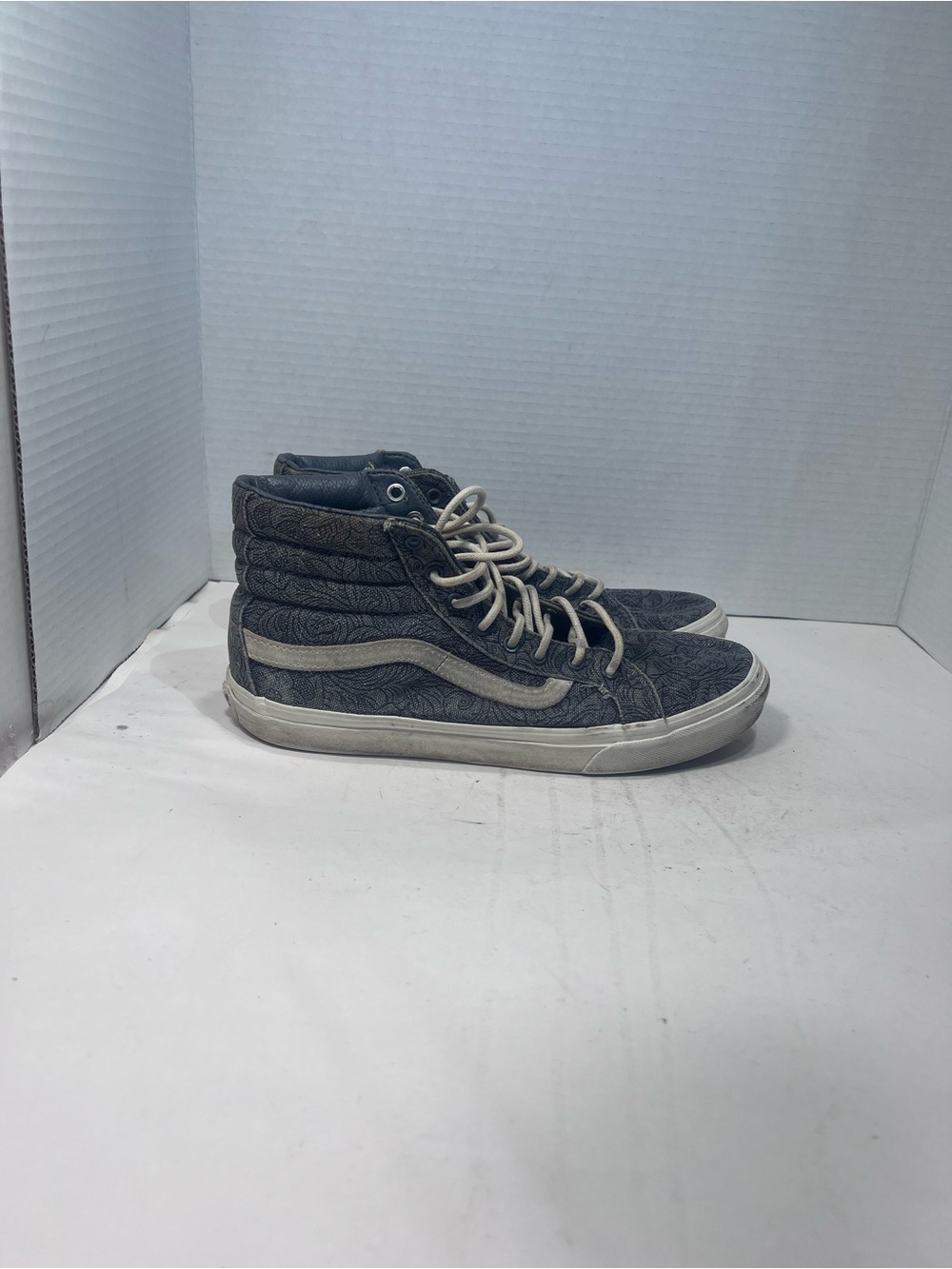Vans High-Top Skate Sneakers in Dark Gray with White Stripe